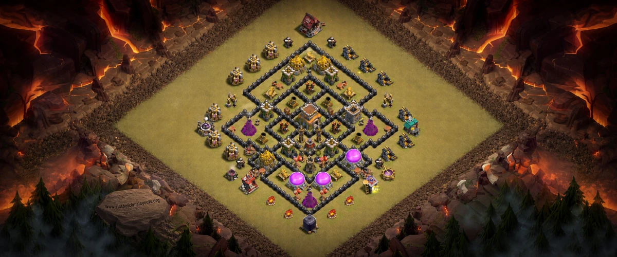 TH8 War Base – Anti 3 Star Diamond Core with AD Triangle