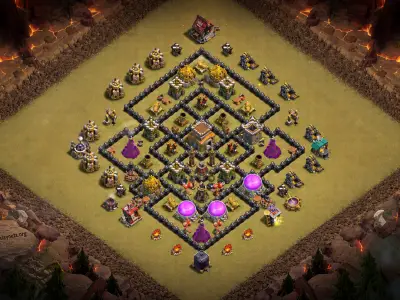 Layout TH8 War Base – Anti 3 Star Diamond Core with AD Triangle