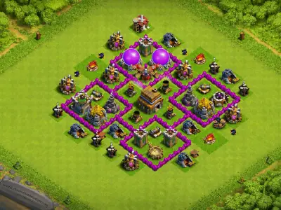 Layout Competitive TH6 Defense Coc Layout | Hybrid DefenseVilla