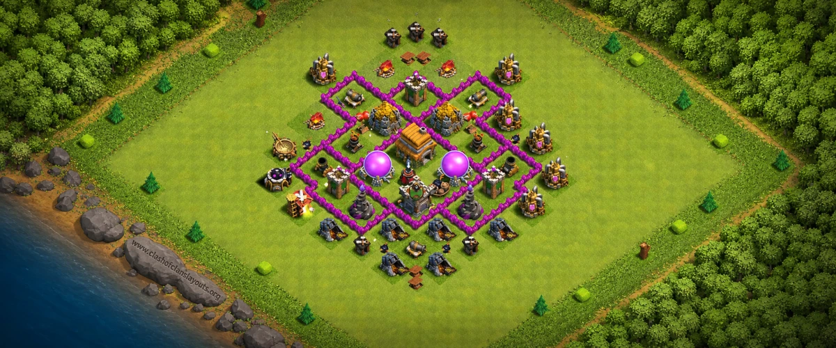 TH6 Farming Base with Diamond Core and Central Air Defense (Copy Link)