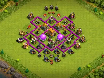 Layout TH6 Farming Base with Diamond Core and Central Air Defense (Copy Link)