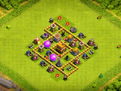 Layout Smartest TH5 Defense Coc Layout | Hybrid Stone Fall 