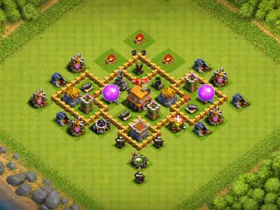 Layout Enhanced TH5 Defense Coc Layout | Anti 2 Stars Eaglistic 