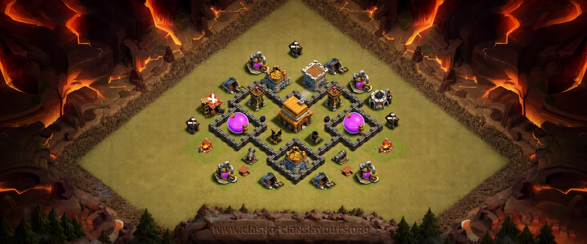 Professional TH4 War Coc Layout | Hybrid Mana Protector