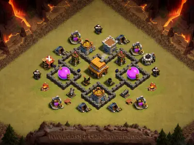 Layout Professional TH4 War Coc Layout | Hybrid Mana Protector