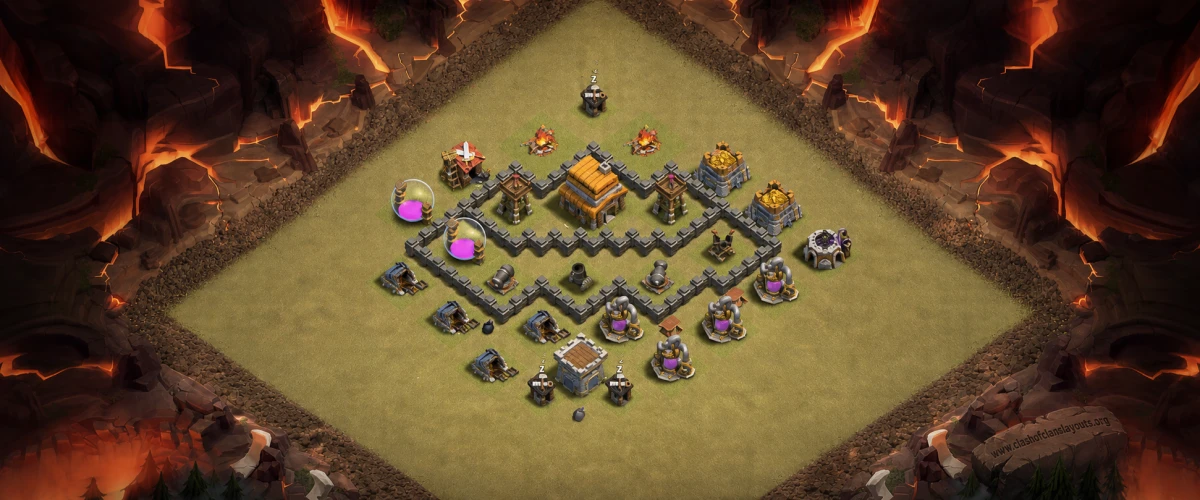 Best TH4 War Coc Layout | Anti Everything Giant Feast