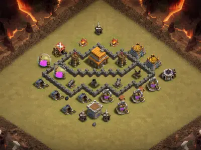 Layout Best TH4 War Coc Layout | Anti Everything Giant Feast