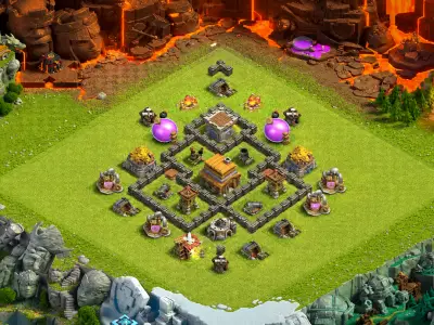 Layout Battle-Tested TH4 Defense Coc Layout | Anti 3 Stars Light Bringer