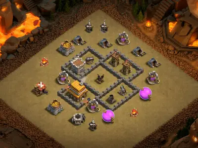 Layout War-Optimized TH4 War Coc Layout | Anti Air Aris baling