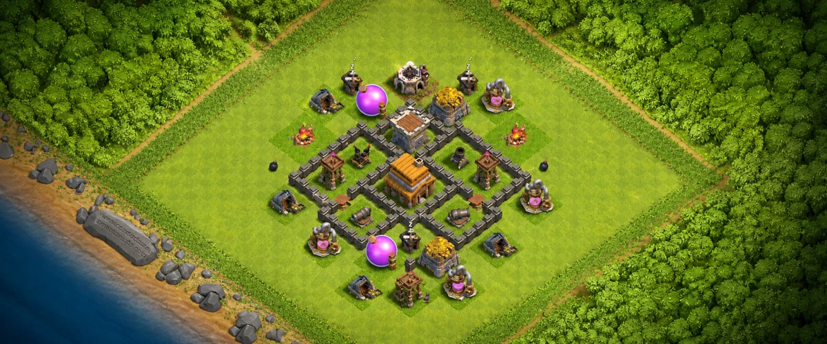 Powerful TH4 Defense Coc Layout | Anti 2 Stars alexander