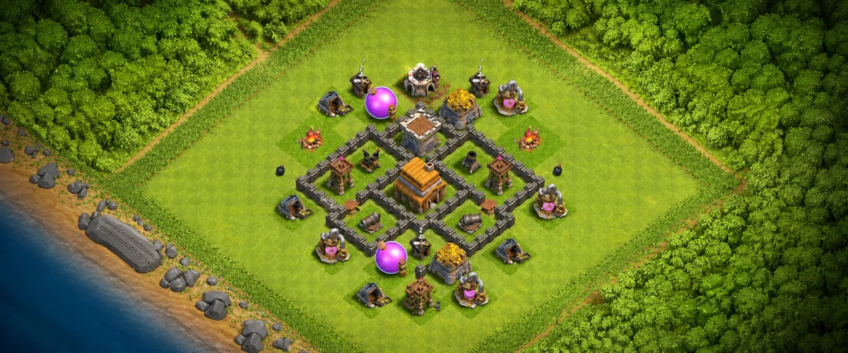 Powerful TH4 Defense Coc Layout | Anti 2 Stars alexander