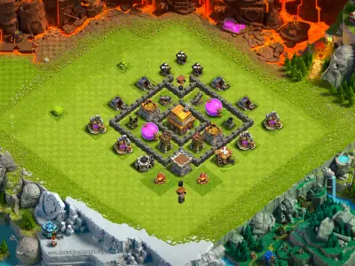 Layout Winning TH4 Farming Coc Layout | Hybrid Promo code