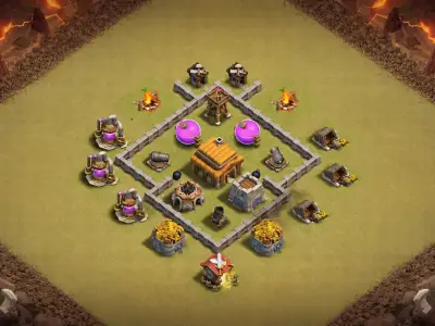 Layout Compact TH3 War COC Layout | Anti 2-Star Strategy