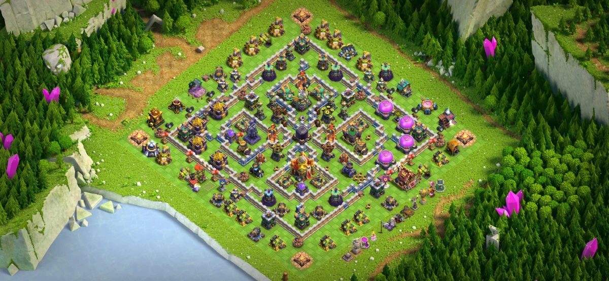 TH16 Hybrid Farming Base – Diamond Rings, Offset TH, Anti 3 Star
