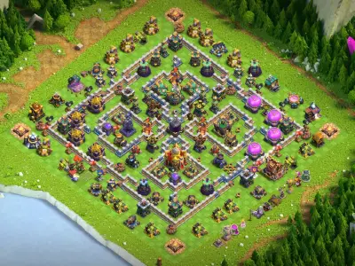 Layout TH16 Hybrid Farming Base – Diamond Rings, Offset TH, Anti 3 Star