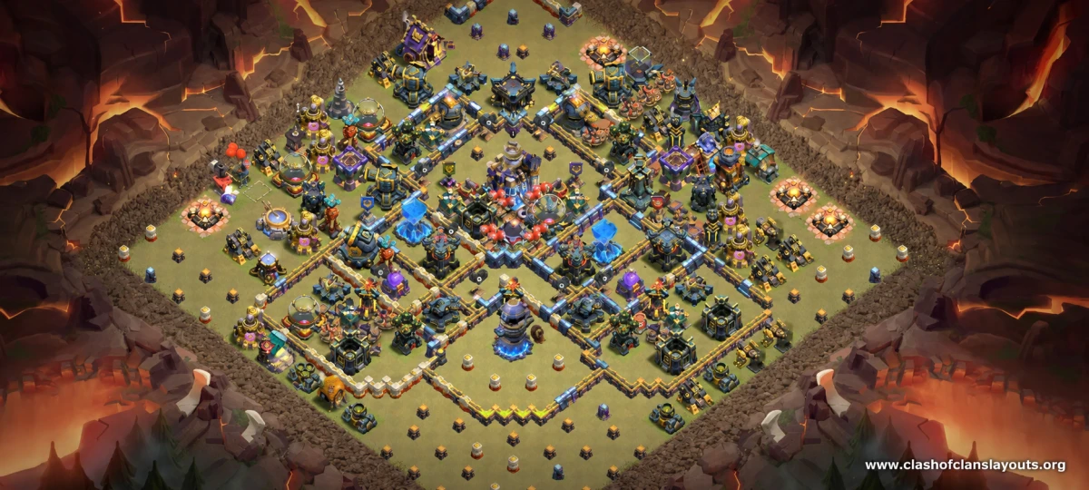 Anti 3 Star TH18 War Base with Split Damage Rings