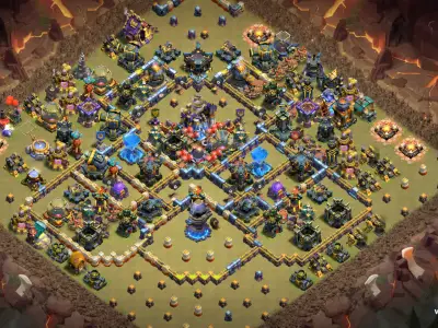 Layout Anti 3 Star TH18 War Base with Split Damage Rings