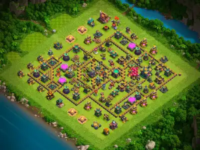 Layout TH14 Farming Base Anti 3 Star Layout with Safe Core Loot