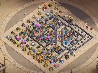 Layout TH18 War Base with Split Core and Anti Air Pathing