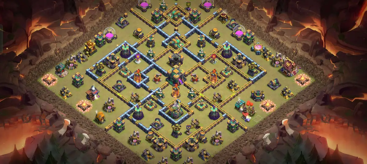 TH14 War Base Anti 2 Star Ring Layout with Copy Link