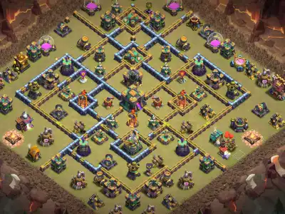 Layout TH14 War Base Anti 2 Star Ring Layout with Copy Link