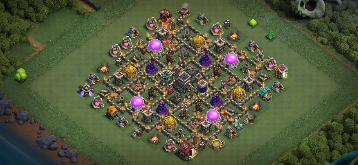 TH9 Anti 3 Star Base with Boxed Core and Split Defenses