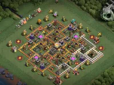 Layout TH11 Anti 2 Star Hybrid Base with Tight Central Town Hall