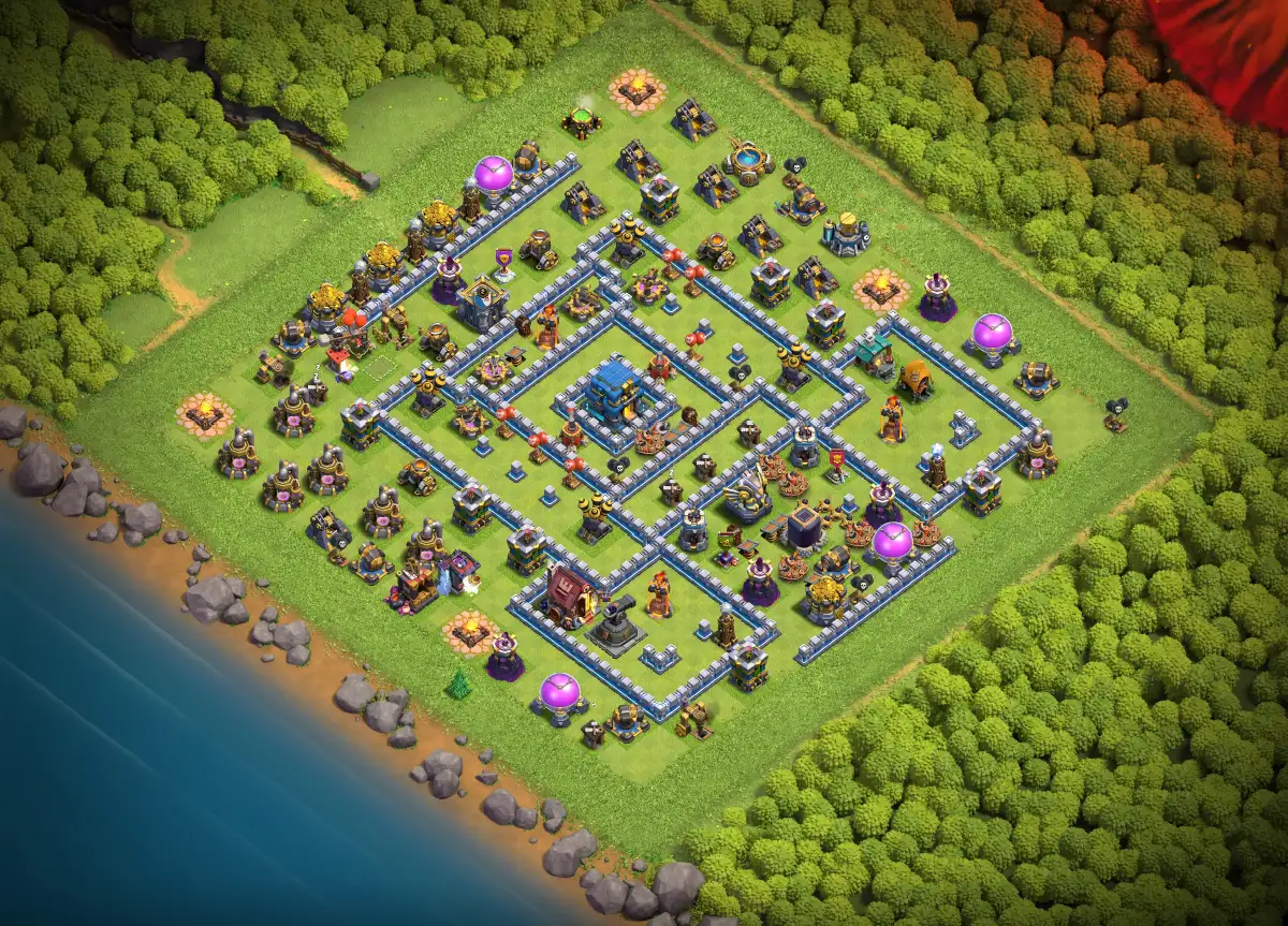 TH12 Hybrid Farming Base with Central Town Hall