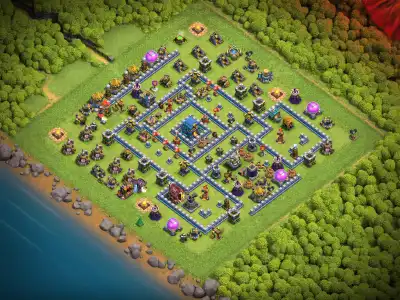Layout TH12 Hybrid Farming Base with Central Town Hall