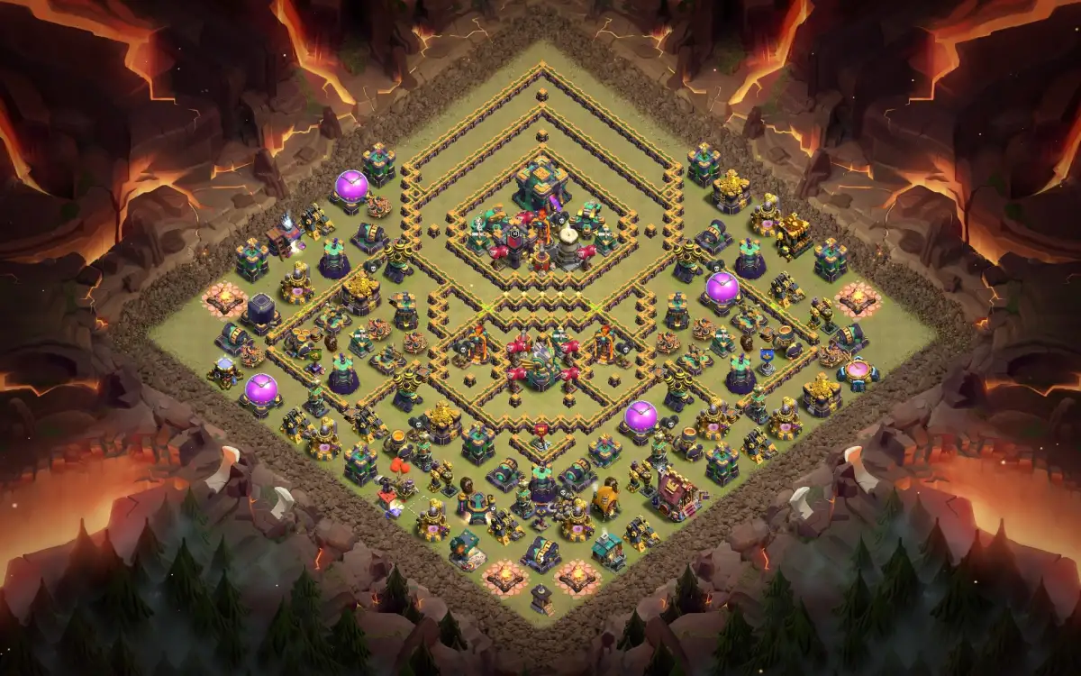 TH14 War Base with Split Core Anti 2 Star Setup