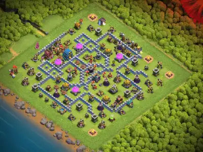 Layout TH12 Farming Hybrid Base with Central Town Hall