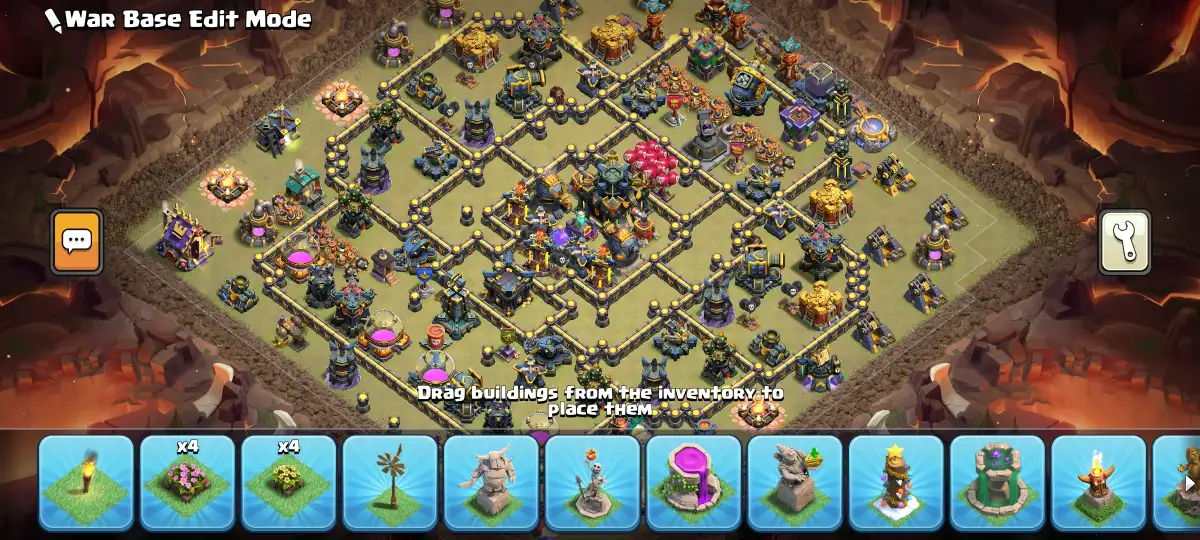 TH17 War Base with Central Town Hall and Split Core