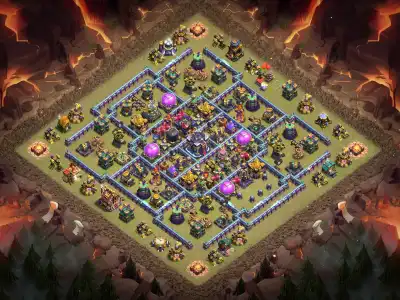 Layout TH15 Farming Base with Central Town Hall and Storages