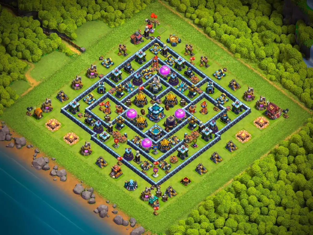 TH13 Farming Base Anti 3 Star Layout with Copy Link