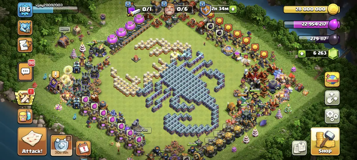 TH17 Funny Troll Base Layout with Dragon Pixel Art