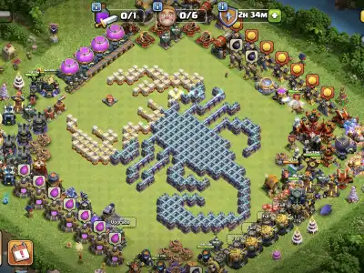 Layout TH17 Funny Troll Base Layout with Dragon Pixel Art