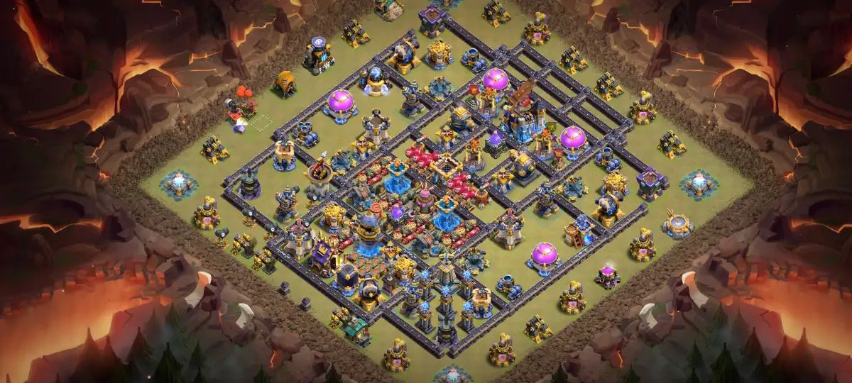 TH18 War Base with Split Core and Anti 3 Star Pathing