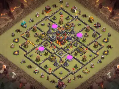 Layout TH10 War Base Anti 3 Star Hybrid Layout with Copy Link