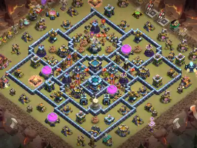 Layout TH13 War Base with Central Town Hall Anti 3 Star Setup