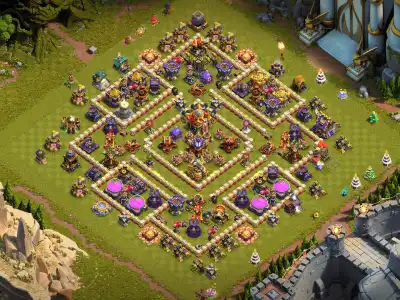 Layout TH16 War Base for Clash of Clans with Strong Core Defense