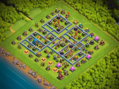 Layout TH12 Farming Hybrid Base Link for Clash of Clans Loot Defense