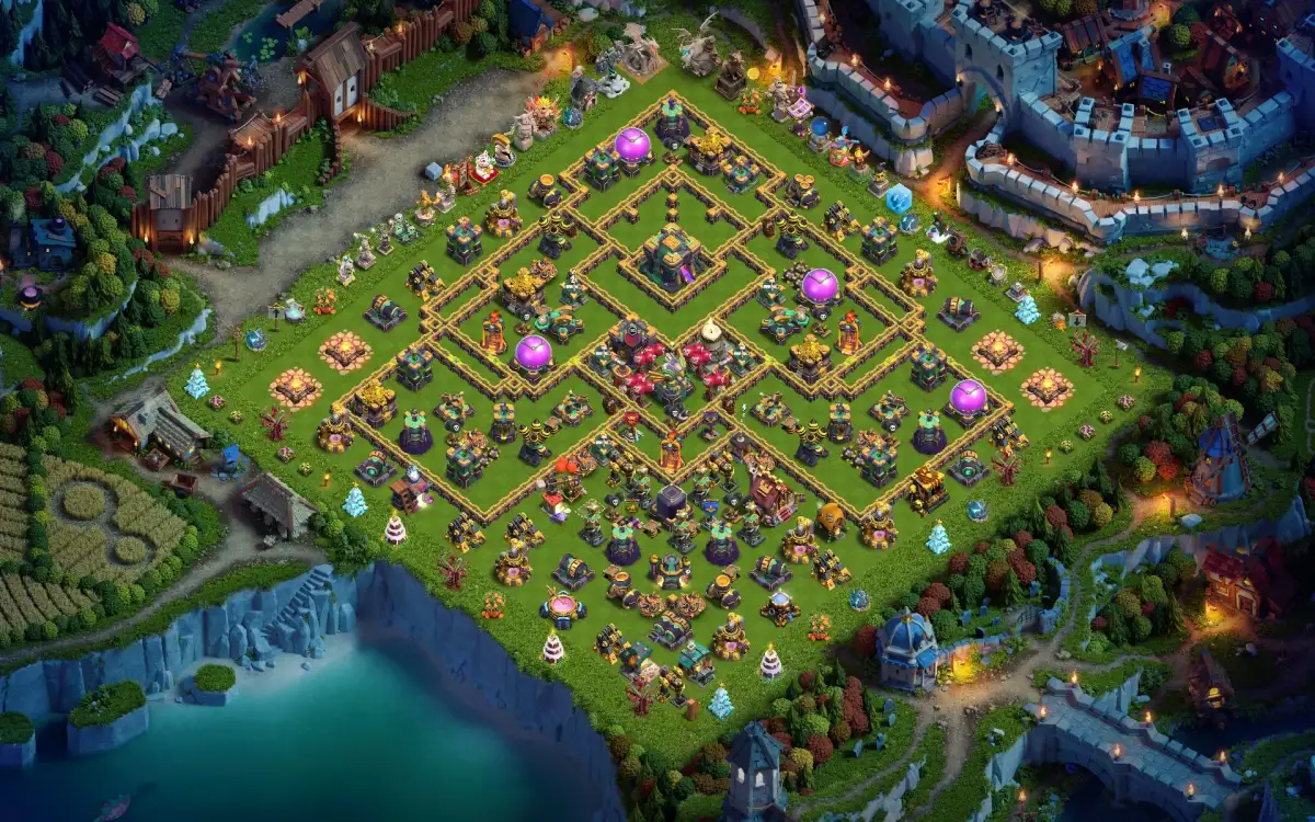 TH14 War Base with Offset Core and Anti 2 Star Setup