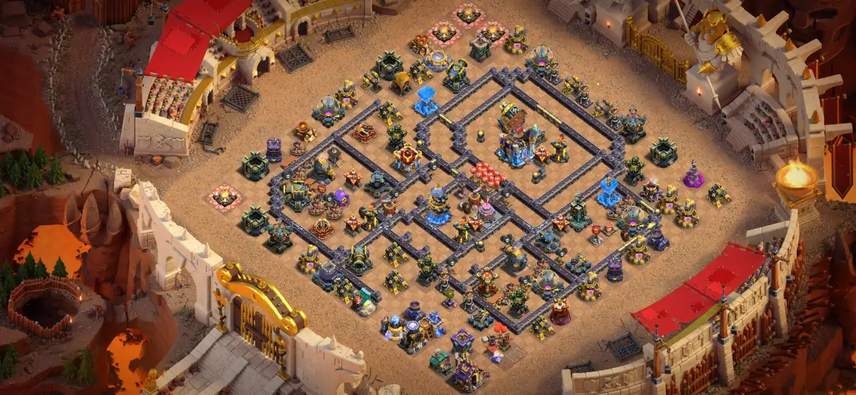 TH18 Hybrid Base with Offset Town Hall and Layered Core