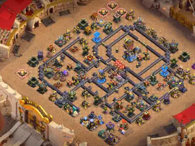 Layout TH18 Hybrid Base with Offset Town Hall and Layered Core