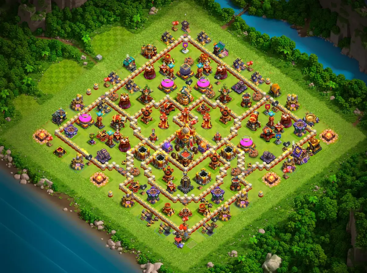 TH16 Anti 2 Star War Base Layout for Clash of Clans