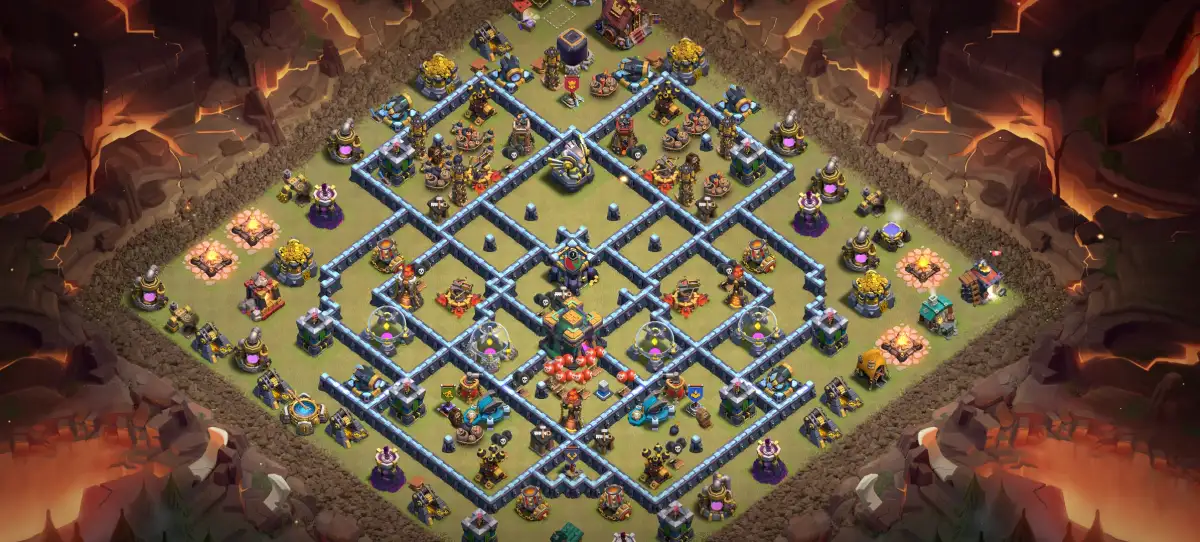 TH14 War Base Copy Link | Anti 2 Star Ring Style Layout