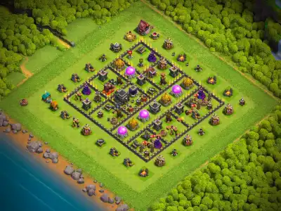 Layout TH9 Farming Base Layout for Clash of Clans with Safe Storages