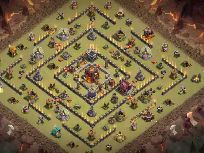 Layout TH10 Farming Base Copy Link | Safe Dark Elixir Ring Layout