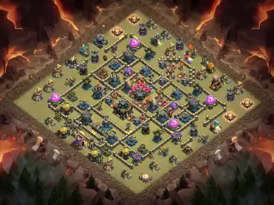 Layout TH17 War Base Anti 3 Star Ring Layout with Copy Link