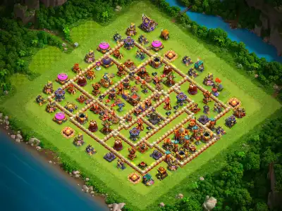 Layout TH16 Anti 3 Star Hybrid Base Layout for War and Loot